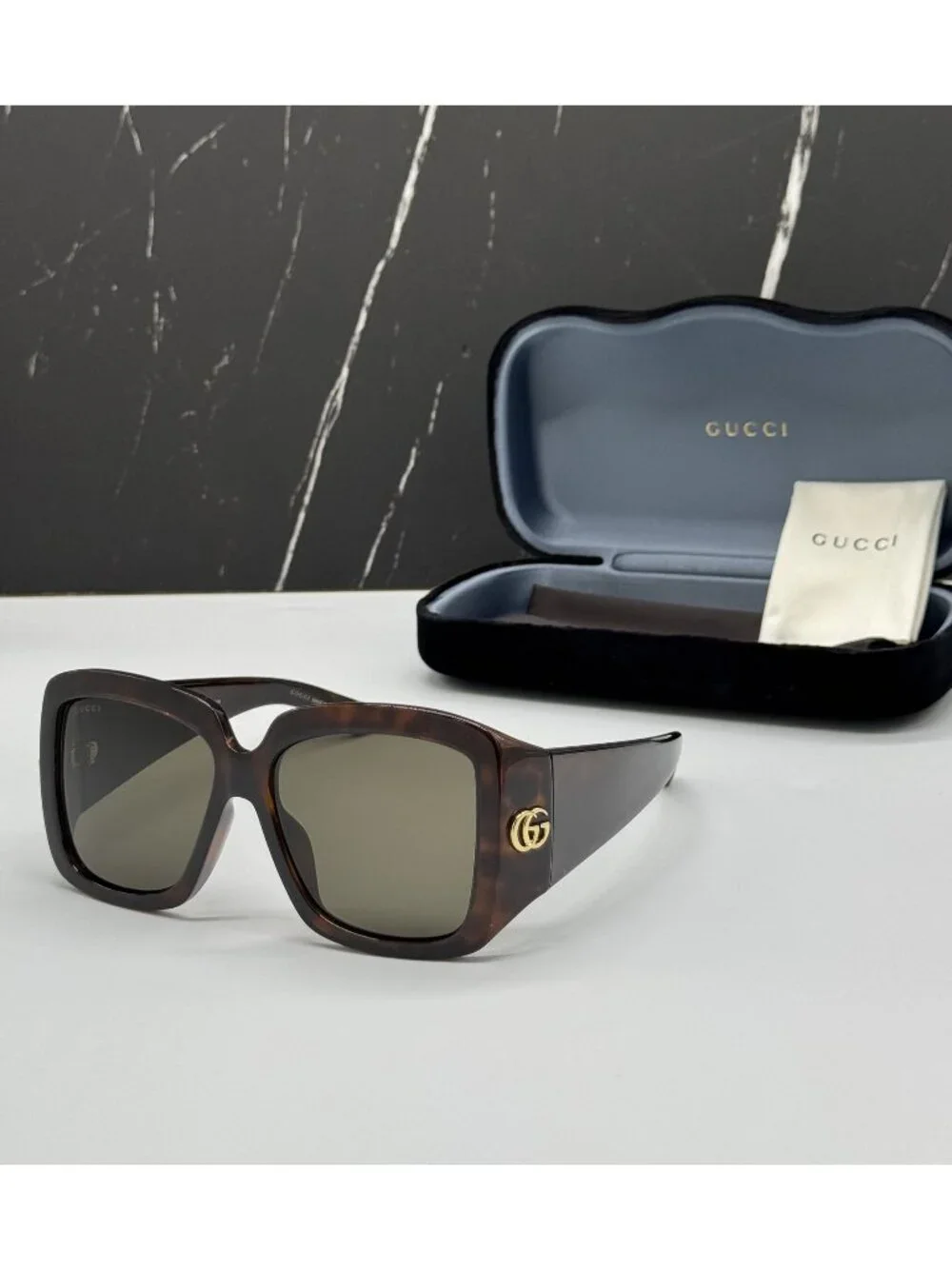 New Gucci GG1402SA 002 Havana Gray Oversized Women Sunglasses